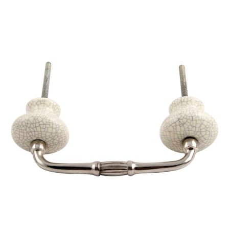 Cream and Black Crackle Ceramic Bridge Handle